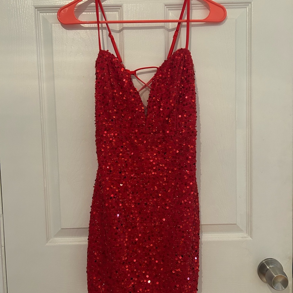 Sexy Red Sequin Strappy Dress!
